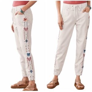 Driftwood Rivier Embroidered Joggers Womens XS Southwest Tribal Pants Jeans Boho